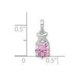 Sterling Silver Rhodium-plated Polished Round Pink CZ -X- Pendant - Image 4