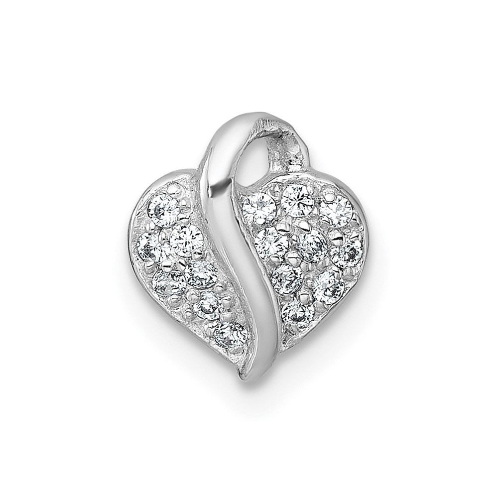 QP5950.jpg Sterling Silver Rhodium-plated Polished Pave CZ Heart Childrens Pendant - Image 1