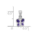 Sterling Silver Rhodium-plated Children's Purple Enamel Butterfly Pendant - Image 4
