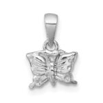 Sterling Silver Madi K Rhodium-plated Polished and Textured Butterfly Childrens Pendant