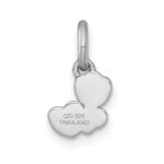 Sterling Silver Rhodium-plated Polished Orange/Red/Green Enamel Flower With Heart Childrens Pendant - Image 3