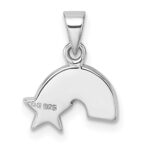 Sterling Silver Rhodium-plated Children's Multicolor Enamel Rainbow with Star Pendant - Image 3