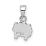 Sterling Silver Rhodium-plated Children's White and Pink Enamel Sheep with Heart Pendant - Image 3