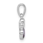 Sterling Silver Rhodium-plated Polished Pink And Purple CZ Butterfly Pendant - Image 2