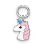 Sterling Silver Madi K Rhodium-plated Enameled Unicorn Childrens Pendant