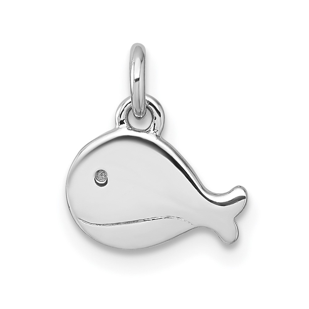 QP5985.jpg Sterling Silver Rhodium-plated Polished Whale Pendant - Image 1