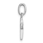 Sterling Silver Rhodium-plated Polished Pink Enamel Childrens Cross Charm Pendant - Image 2