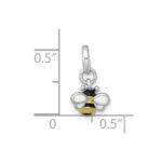 Sterling Silver Rhodium-plated Black/Yellow/White Enamel Bee Childrens Pendant - Image 4