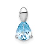 Sterling Silver Rhodium-plated Polished Pear Blue Topaz Teardrop Chain Slide Pendant