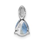 Sterling Silver Rhodium-plated Polished Pear Blue Topaz Teardrop Chain Slide Pendant - Image 3