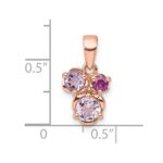 Sterling Silver Rose Gold-plated Polished Round Amethyst, Pink Quartz and Rhodolite Garnet Pendant - Image 4