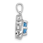 Sterling Silver Rhodium-plated Polished Light Swiss Blue Topaz and White Topaz Star Pendant - Image 2