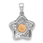 Sterling Silver Rhodium-plated Polished Citrine and White Topaz Star Pendant - Image 3