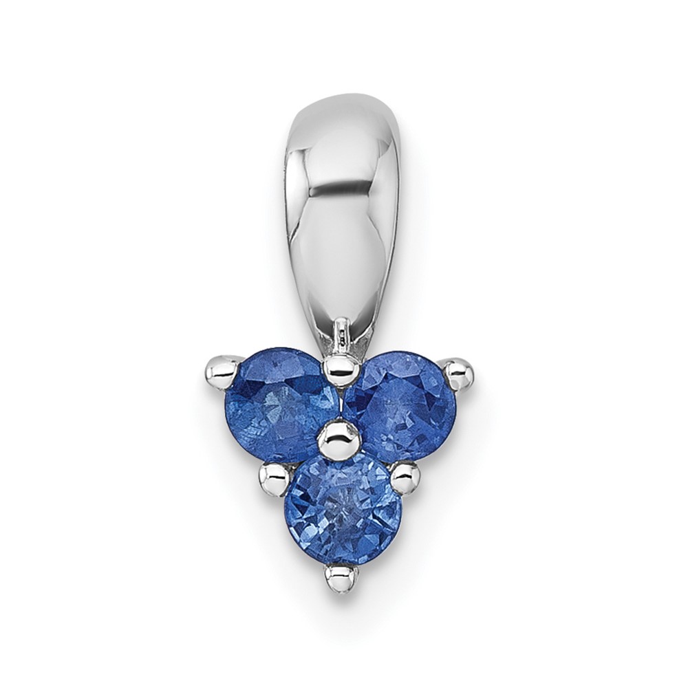 QP6003SA.jpg Sterling Silver Rhodium-plated Polished Three Round Sapphires Pendant - Image 1