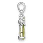 Sterling Silver Rhodium-plated Polished Peridot Teardrop and Flower Pendant - Image 2