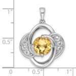 Sterling Silver Rhodium-plated Polished Checker-cut Round Citrine and White Topaz Pendant - Image 4