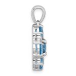 Sterling Silver Rhodium-plated Polished London Blue Topaz and Light Swiss Blue Topaz Flower Pendant - Image 2
