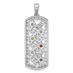 Sterling Silver Rhodium-plated Polished Fancy Oblong Multi Gemstone Pendant - Image 3