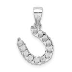 Sterling Silver Rhodium-plated Horseshoe CZ Pendant - Image 4