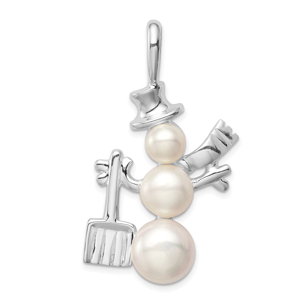 QP792.jpg Sterling Silver FW Cultured Pearl Snowman Pendant - Image 1