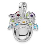 Sterling Silver RH Plated Multi-color CZ Basket Pendant and Pin - Image 3