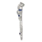 Sterling Silver Rhodium-plated Blue and Clear CZ Key Slide - Image 2