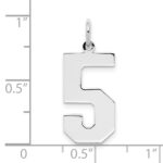 Sterling Silver/Rhodium-plated Polished Number 5 Charm - Image 3