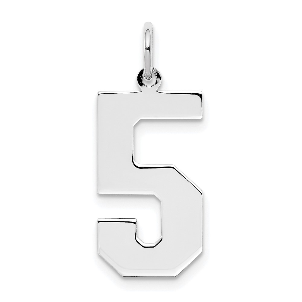 QPL05.jpg Sterling Silver/Rhodium-plated Polished Number 5 Charm - Image 1