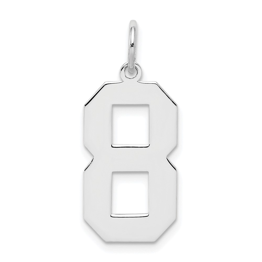 QPL08.jpg Sterling Silver/Rhodium-plated Polished Number 8 Charm - Image 1