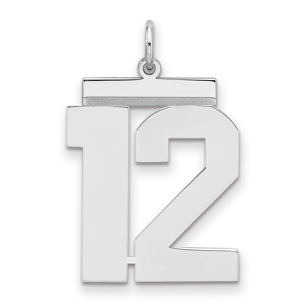 QPL12.jpg Sterling Silver/Rhodium-plated Polished Number 12 Charm - Image 1