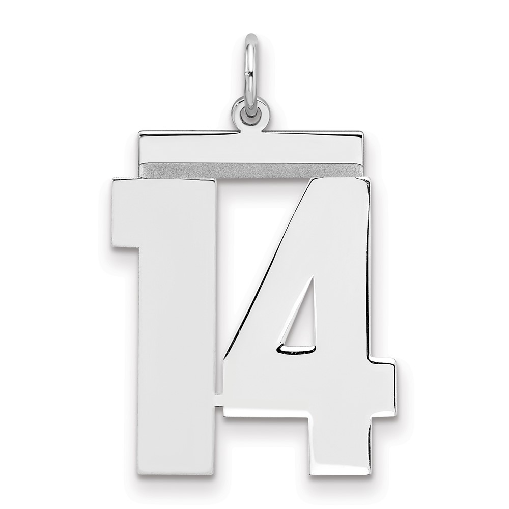 QPL14.jpg Sterling Silver/Rhodium-plated Polished Number 14 Charm - Image 1