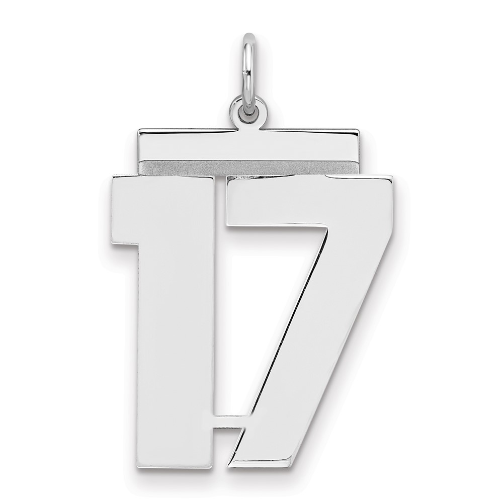 QPL17.jpg Sterling Silver/Rhodium-plated Polished Number 17 Charm - Image 1