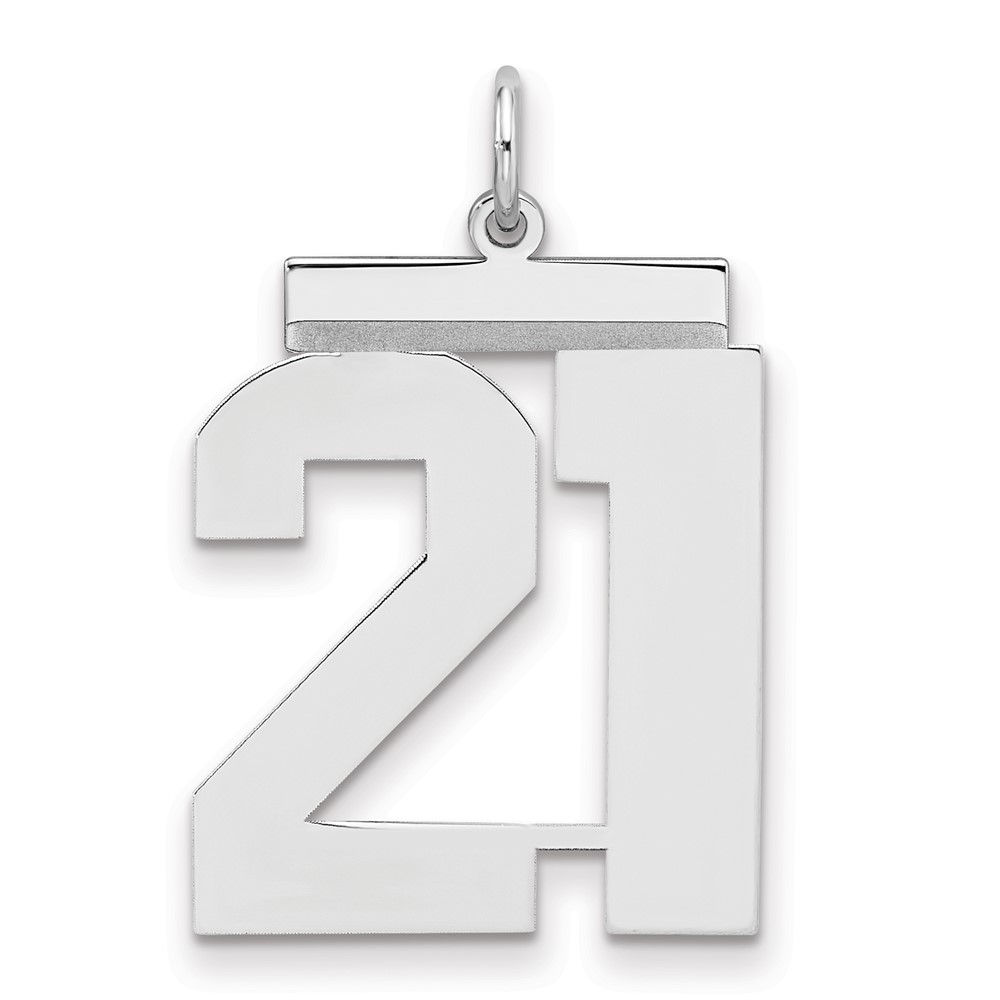 QPL21.jpg Sterling Silver/Rhodium-plated Polished Number 21 Charm - Image 1