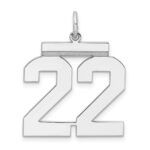 Sterling Silver/Rhodium-plated Polished Number 22 Charm
