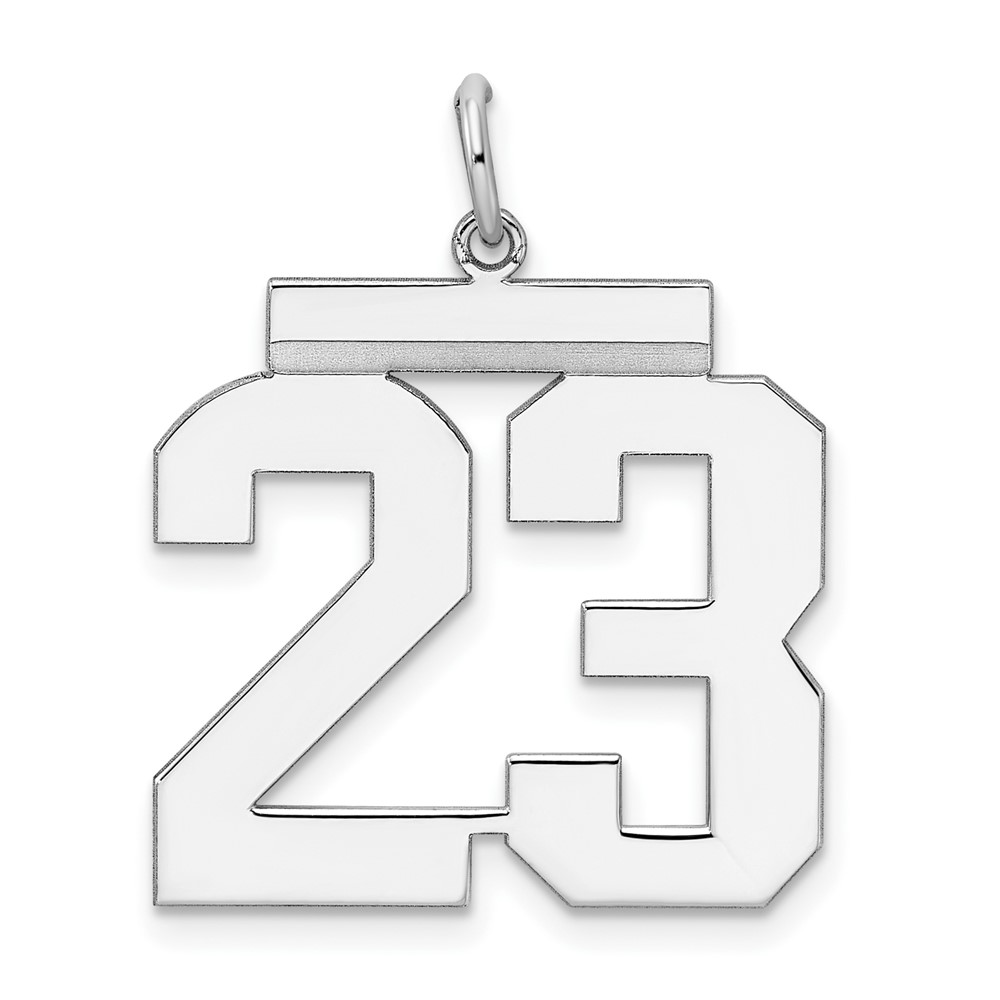 QPL23.jpg Sterling Silver/Rhodium-plated Polished Number 23 Charm - Image 1