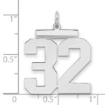 Sterling Silver/Rhodium-plated Polished Number 32 Charm - Image 2