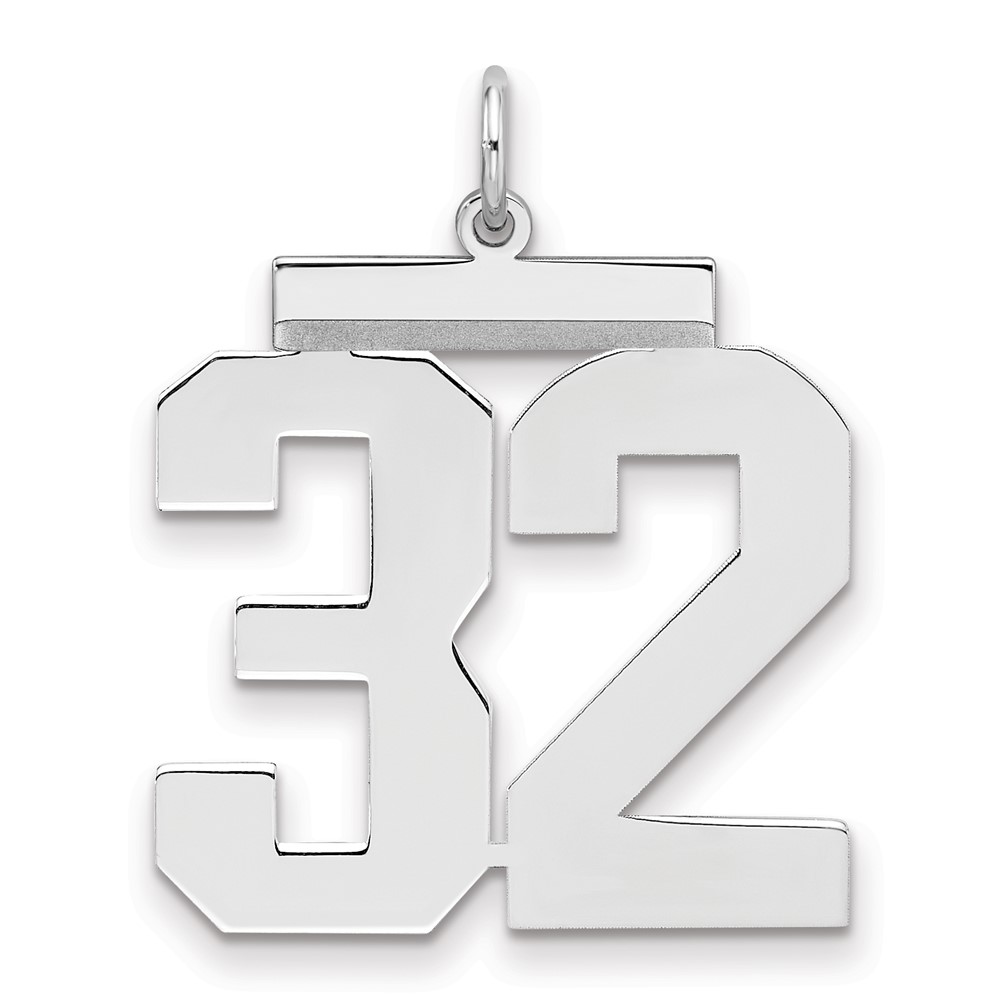 QPL32.jpg Sterling Silver/Rhodium-plated Polished Number 32 Charm - Image 1