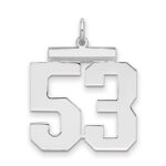 Sterling Silver/Rhodium-plated Polished Number 53 Charm