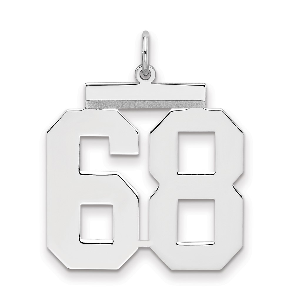 QPL68.jpg Sterling Silver/Rhodium-plated Polished Number 68 Charm - Image 1