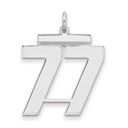 Sterling Silver/Rhodium-plated Polished Number 77 Charm