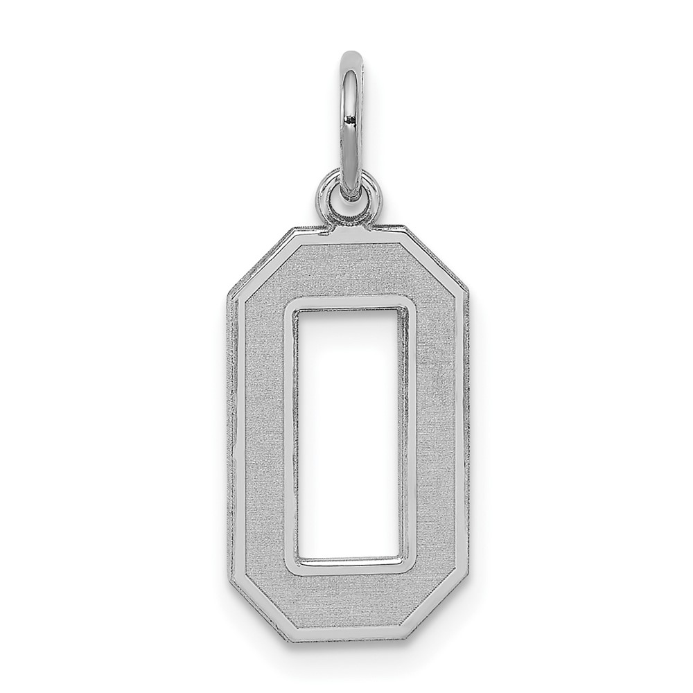 QPM00.jpg Sterling Silver/Rhodium-plated Satin Number 0 Charm - Image 1