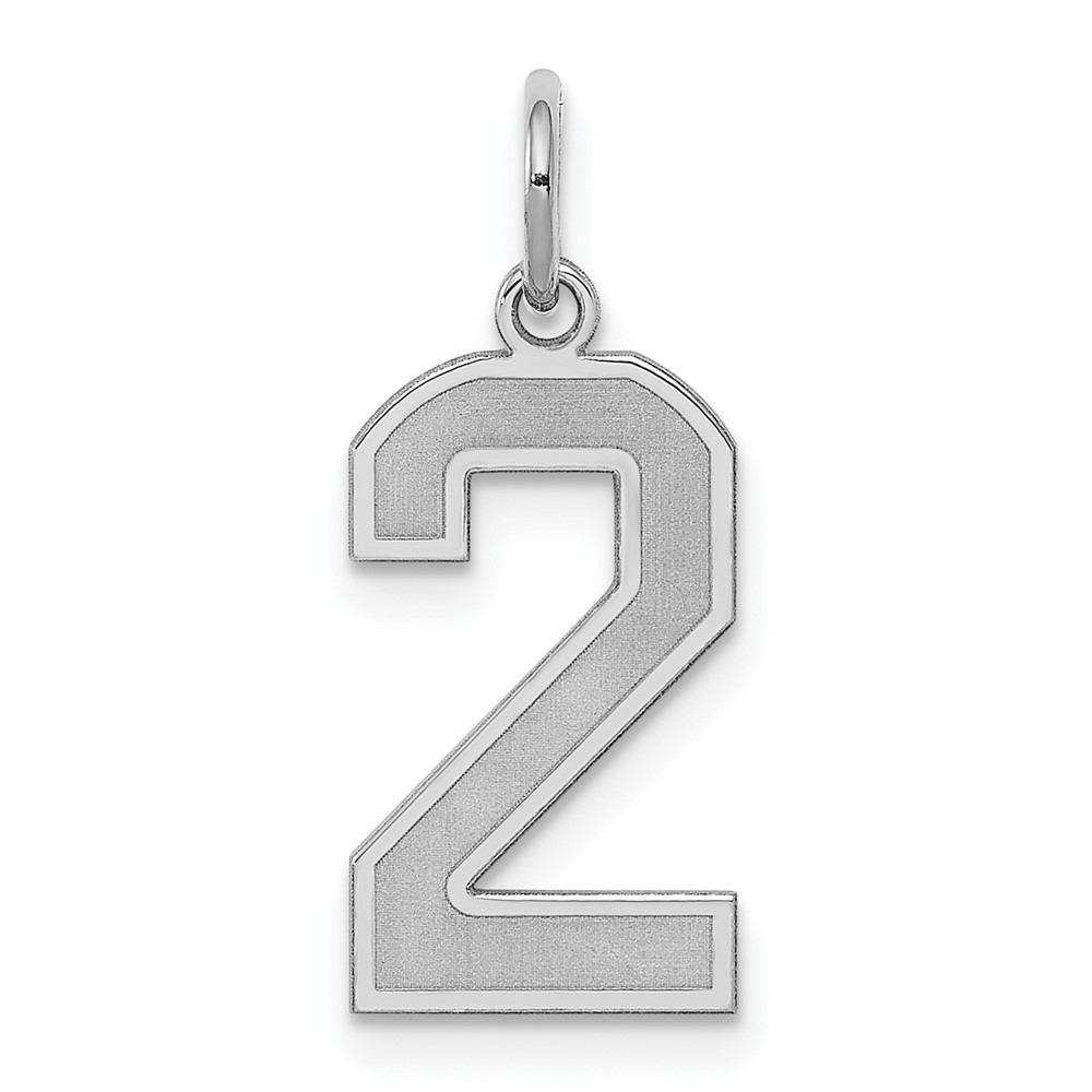 QPM02.jpg Sterling Silver/Rhodium-plated Satin Number 2 Charm - Image 1