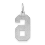 Sterling Silver/Rhodium-plated Satin Number 6 Charm - Image 4