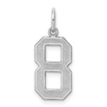 Sterling Silver/Rhodium-plated Satin Number 8 Charm