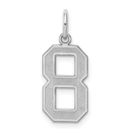Sterling Silver/Rhodium-plated Satin Number 8 Charm