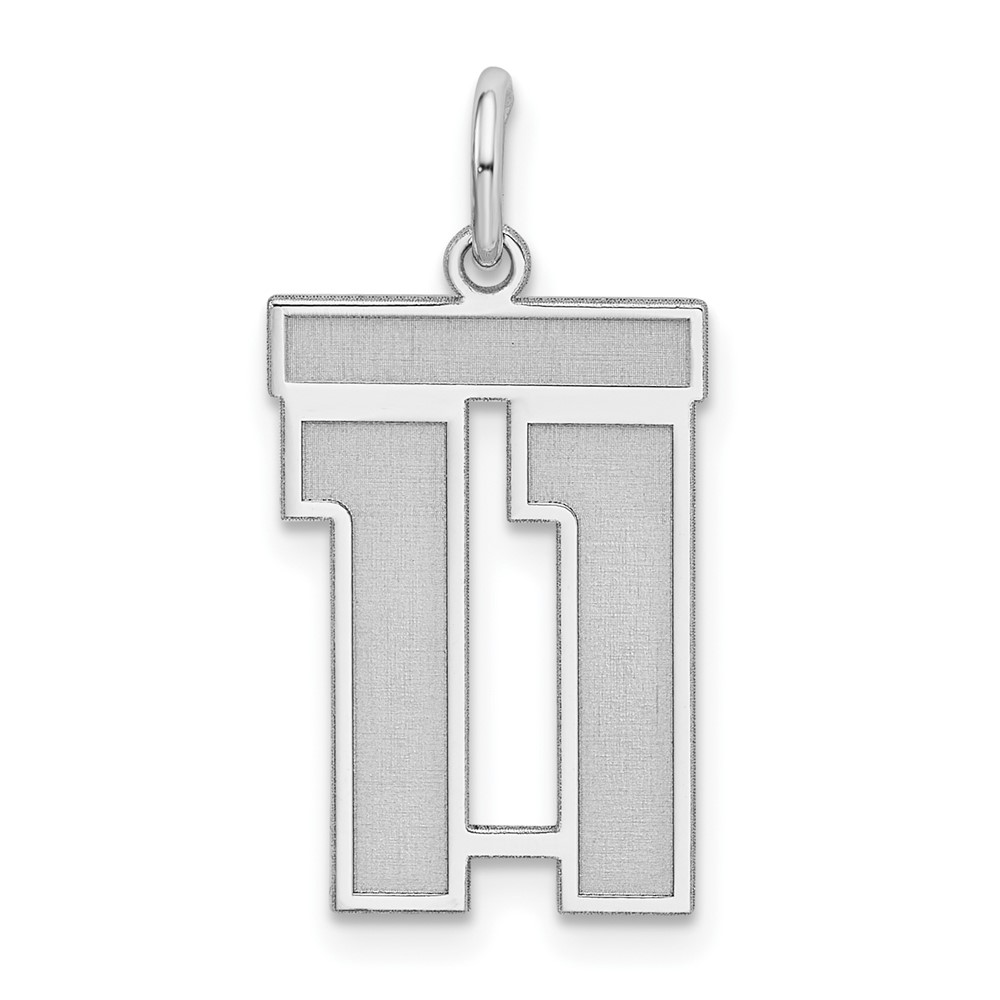 QPM11.jpg Sterling Silver/Rhodium-plated Satin Number 11 Charm - Image 1