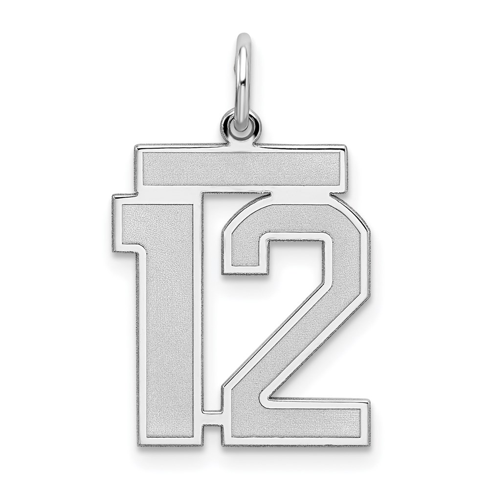 QPM12.jpg Sterling Silver/Rhodium-plated Satin Number 12 Charm - Image 1