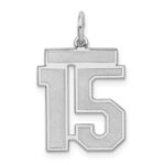 Sterling Silver/Rhodium-plated Satin Number 15 Charm