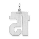 Sterling Silver/Rhodium-plated Satin Number 15 Charm - Image 4