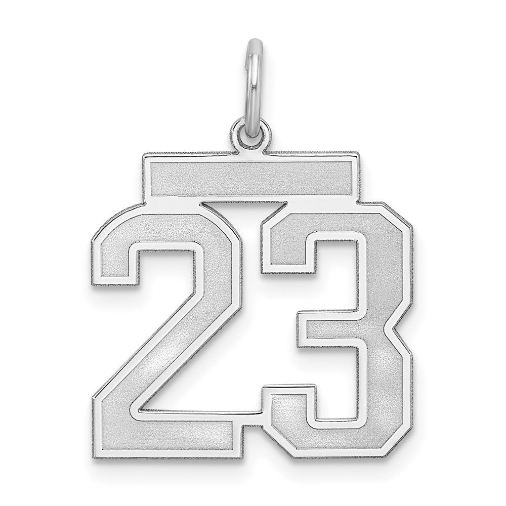 QPM23.jpg Sterling Silver/Rhodium-plated Satin Number 23 Charm - Image 1